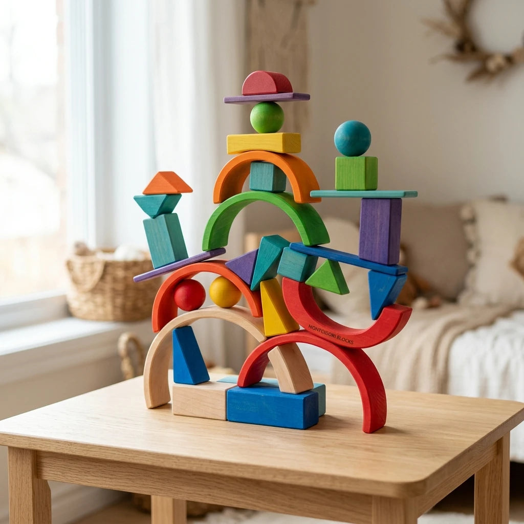 Color Stacking Balance Game - Montessori Building Blocks