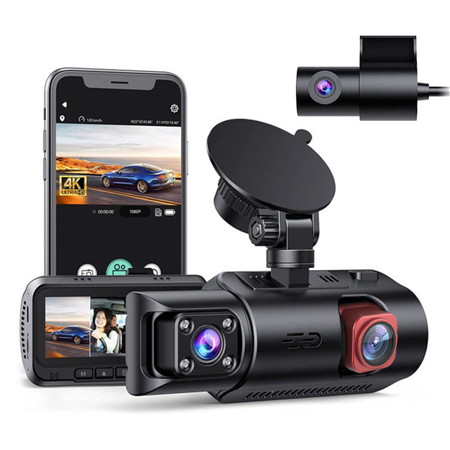 3-Channel 4K Pro Dash Cam - Front, Rear & Cabin View