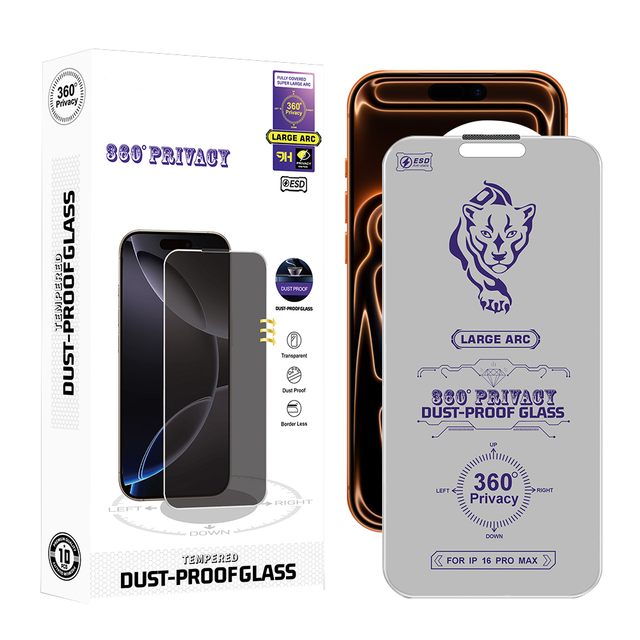 Privacy Screen Protector for iPhone 16 Pro Max - 360 Degree Anti-Spy Tempered Glass