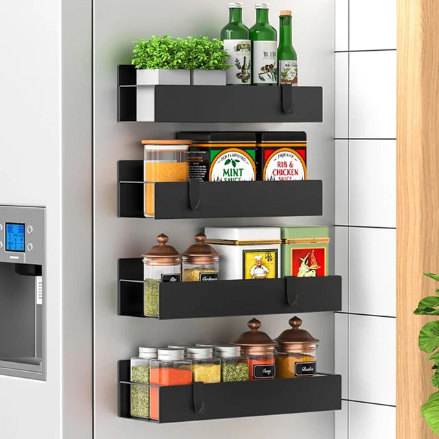 Magnetic Fridge Spice Racks (4-Pack) - Heavy Duty Organizer