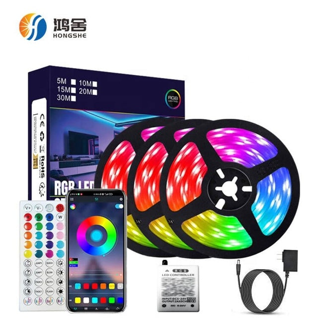 100FT Smart LED Strip Lights - RGB Music Sync Ambient Lighting for Bedroom