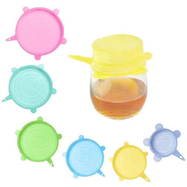 Reusable Silicone Stretch Lids (6-Pack) - Eco-Friendly Food Storage