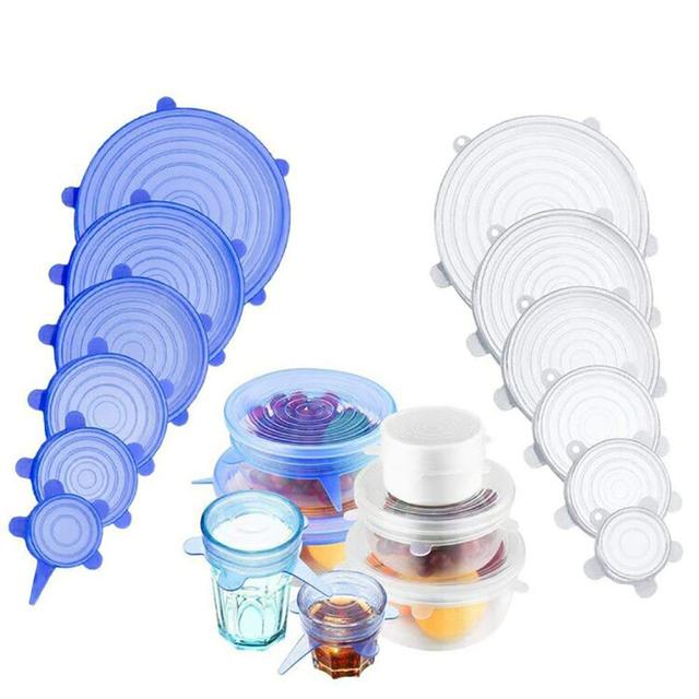 Reusable Silicone Stretch Lids (6-Pack) - Eco-Friendly Food Storage