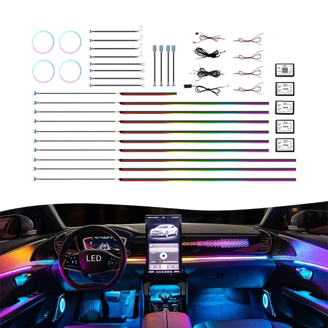 Acrylic 6-in-1 Car LED Symphony Ambient Lighting Kit - App Control