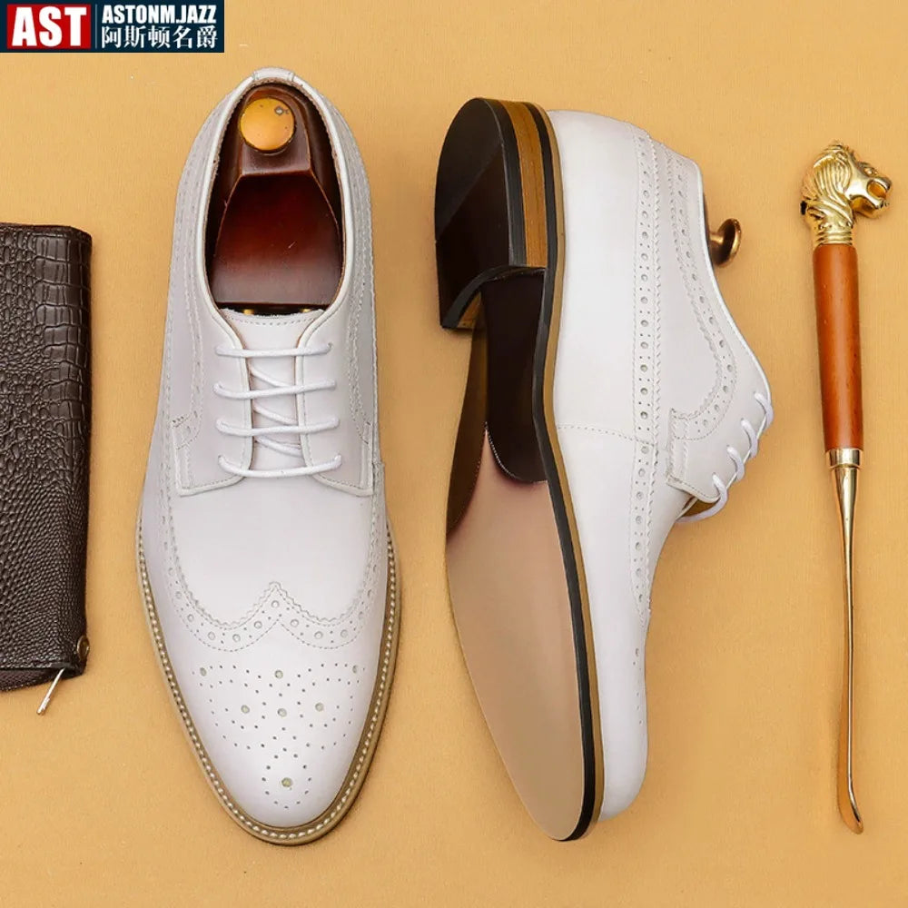 Luxury Dress Genuine Leather Brogue Wingtip T