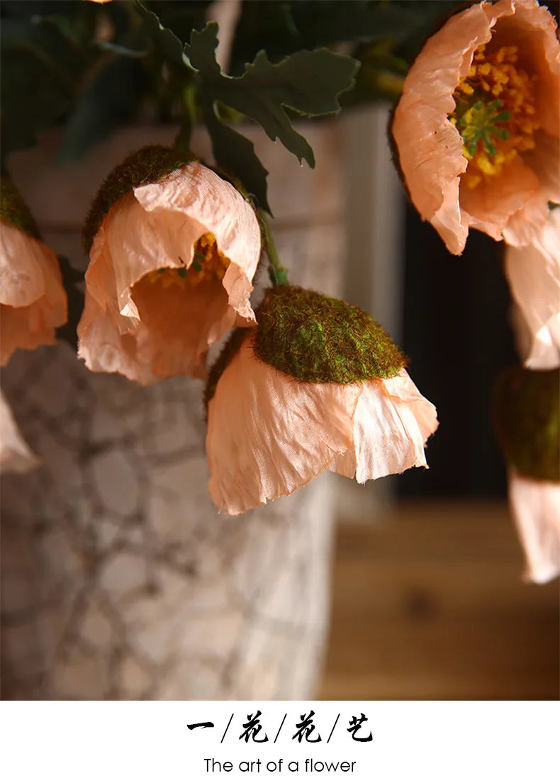 4Head Artificial Poppy Flower
