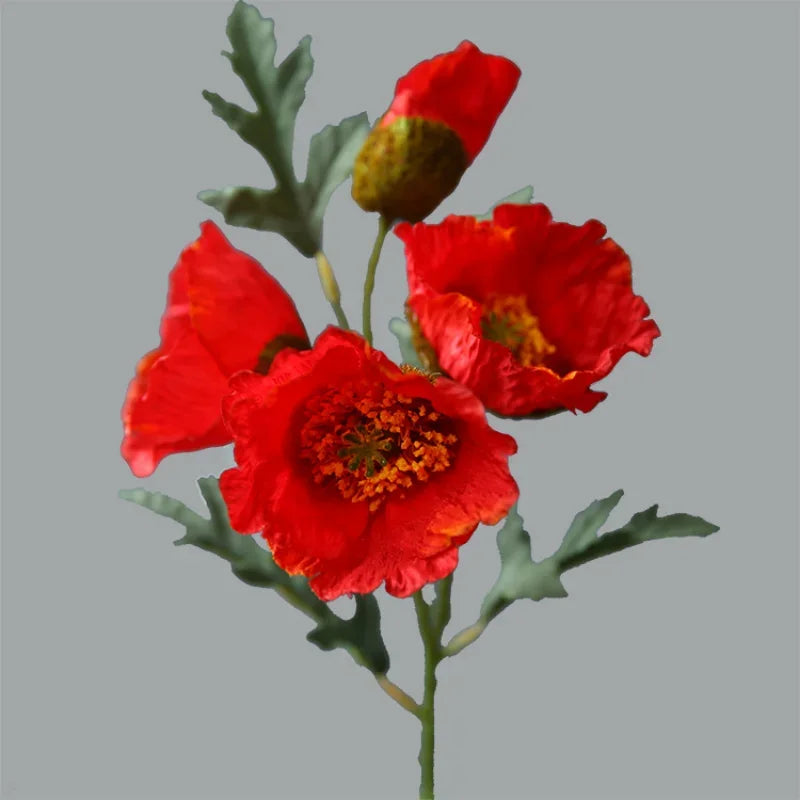4Head Artificial Poppy Flower