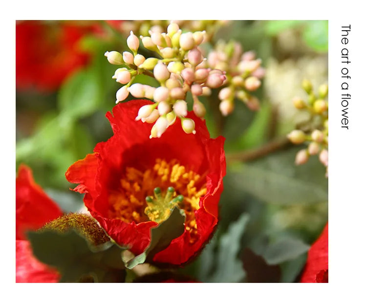 4Head Artificial Poppy Flower