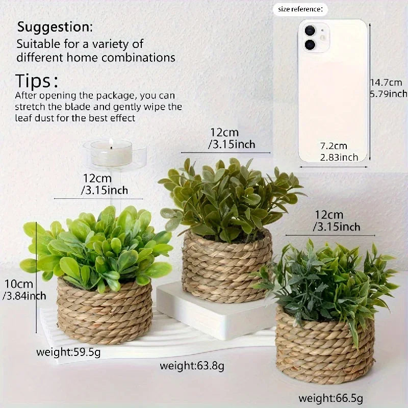 3pcs Green Artificial Plants