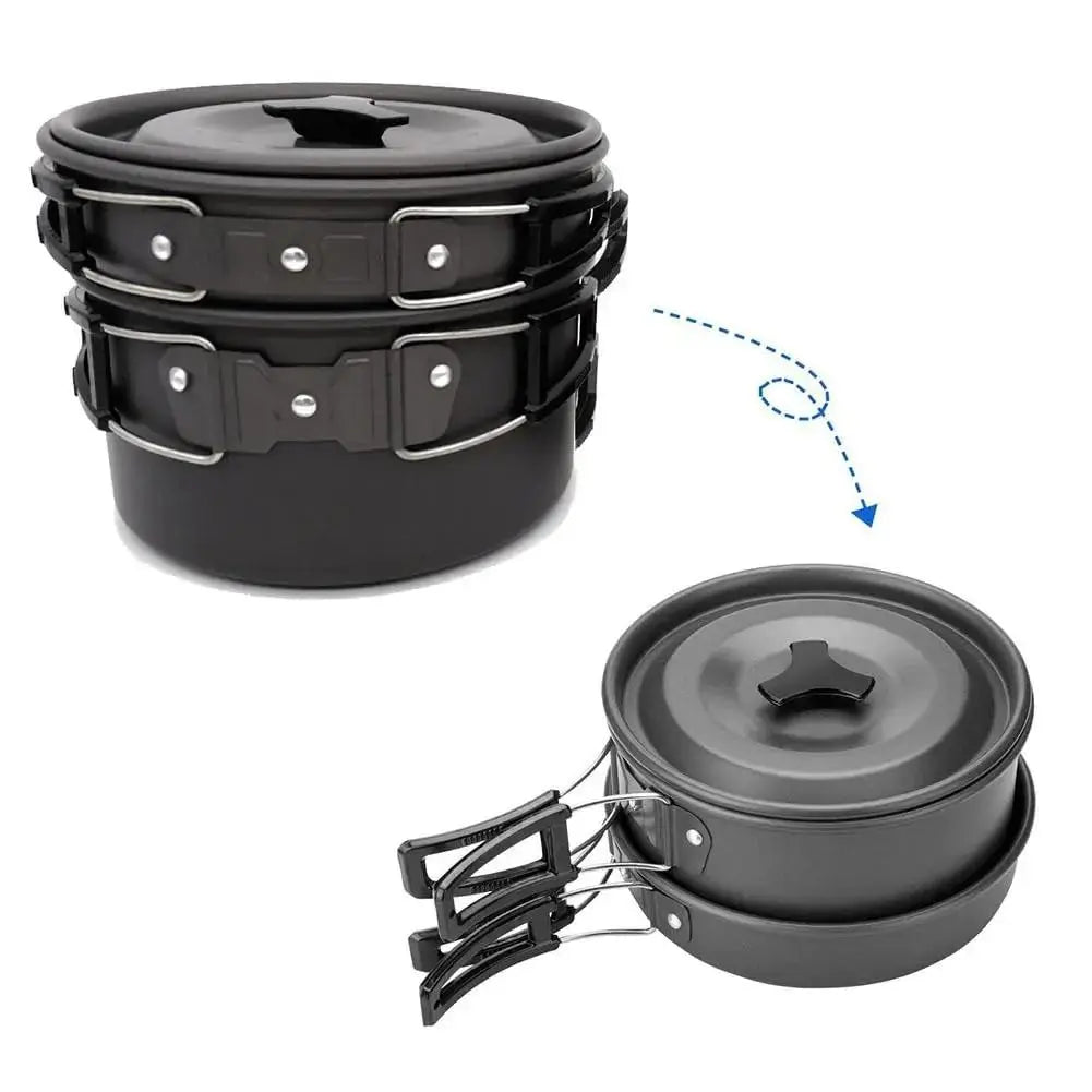 Camping Cookware Kit Outdoor Pot Pan Kettle C