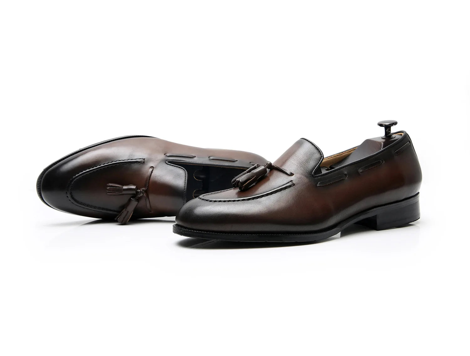 Retro Loafers Real Leather Low Heel Blackfrin