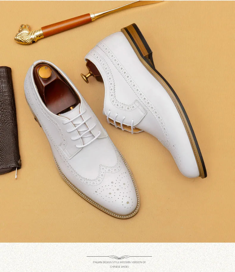 Luxury Dress Genuine Leather Brogue Wingtip T