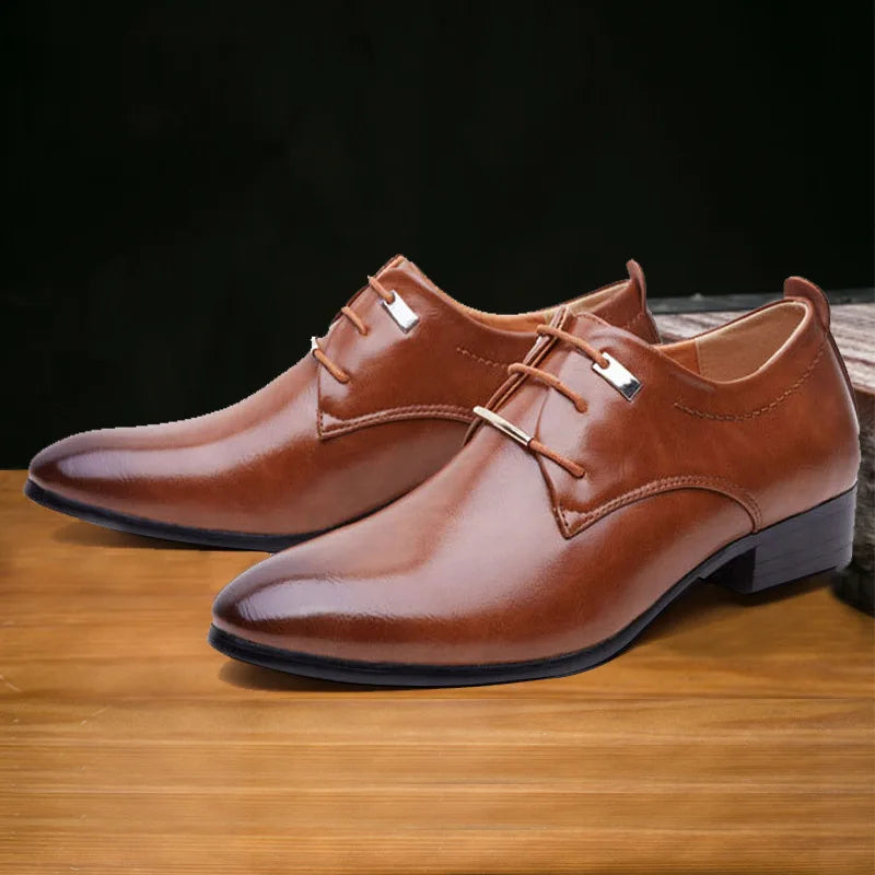 Elegant Leather Italian Formal Dress Male Foo