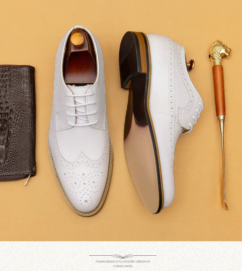 Luxury Dress Genuine Leather Brogue Wingtip T