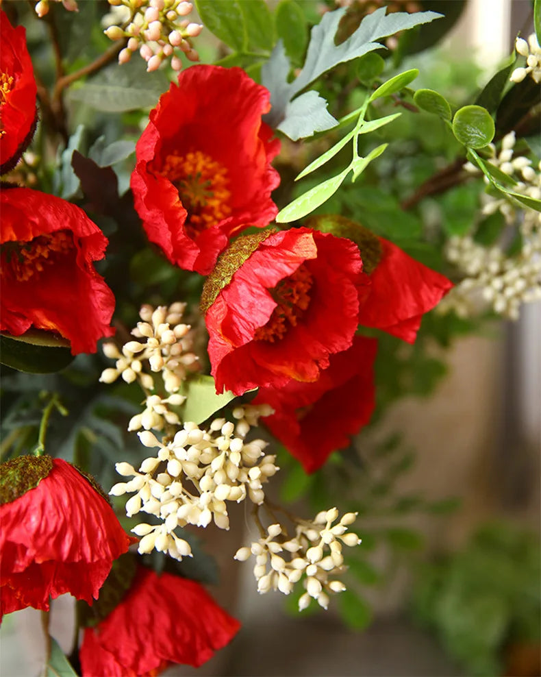 4Head Artificial Poppy Flower