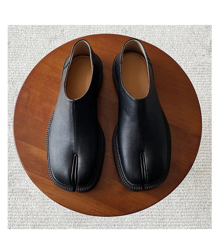 Women Genuine Leather Classic Split Toe Casua