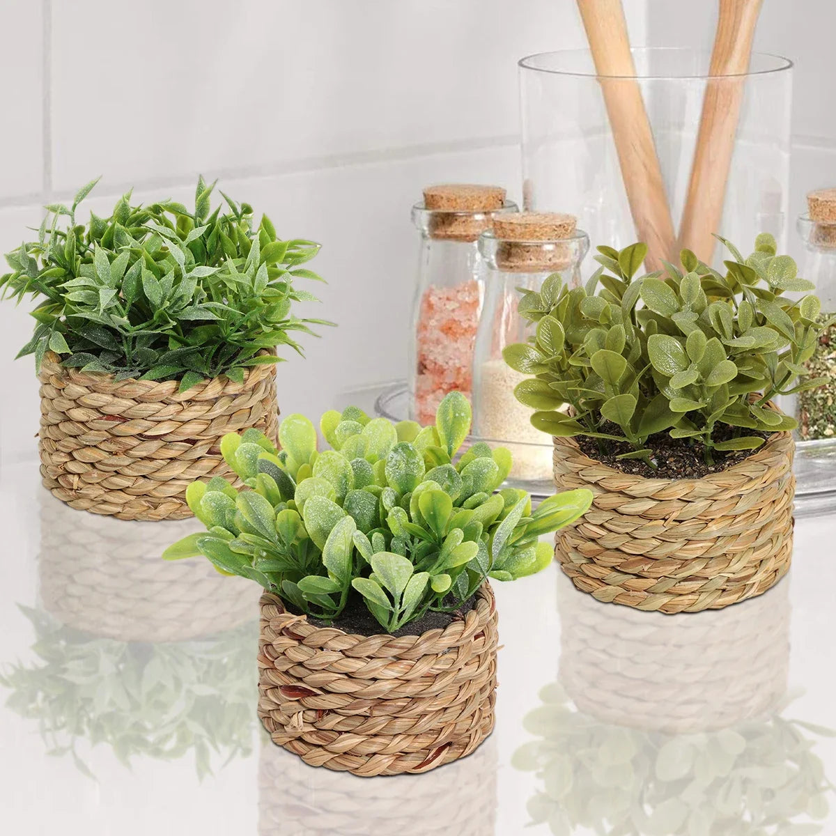 3pcs Green Artificial Plants