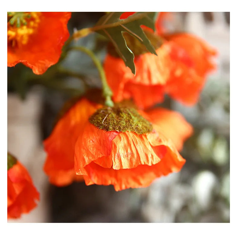4Head Artificial Poppy Flower