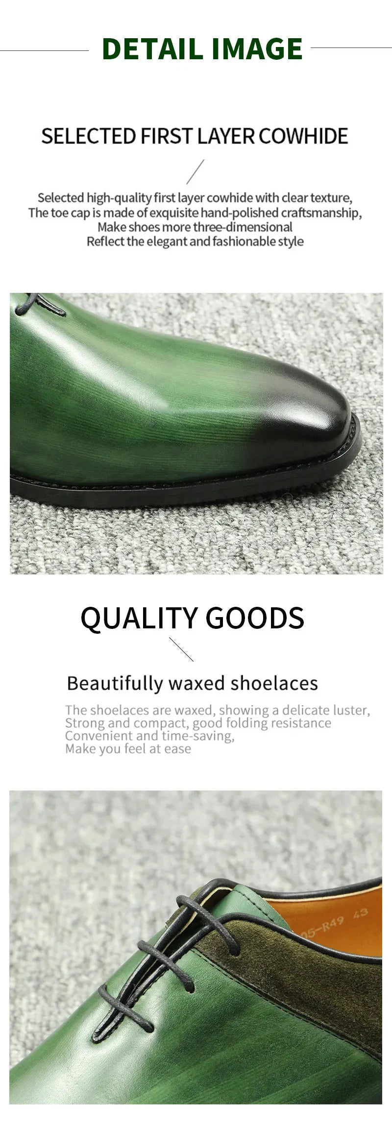 Green Classic Leather Formal Casual Wedding P