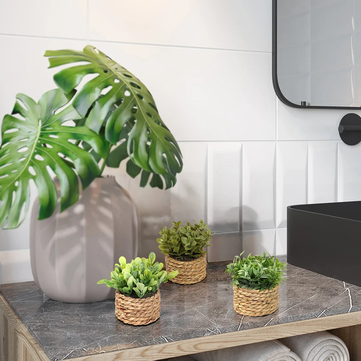 3pcs Green Artificial Plants