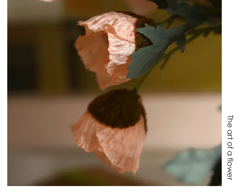 4Head Artificial Poppy Flower