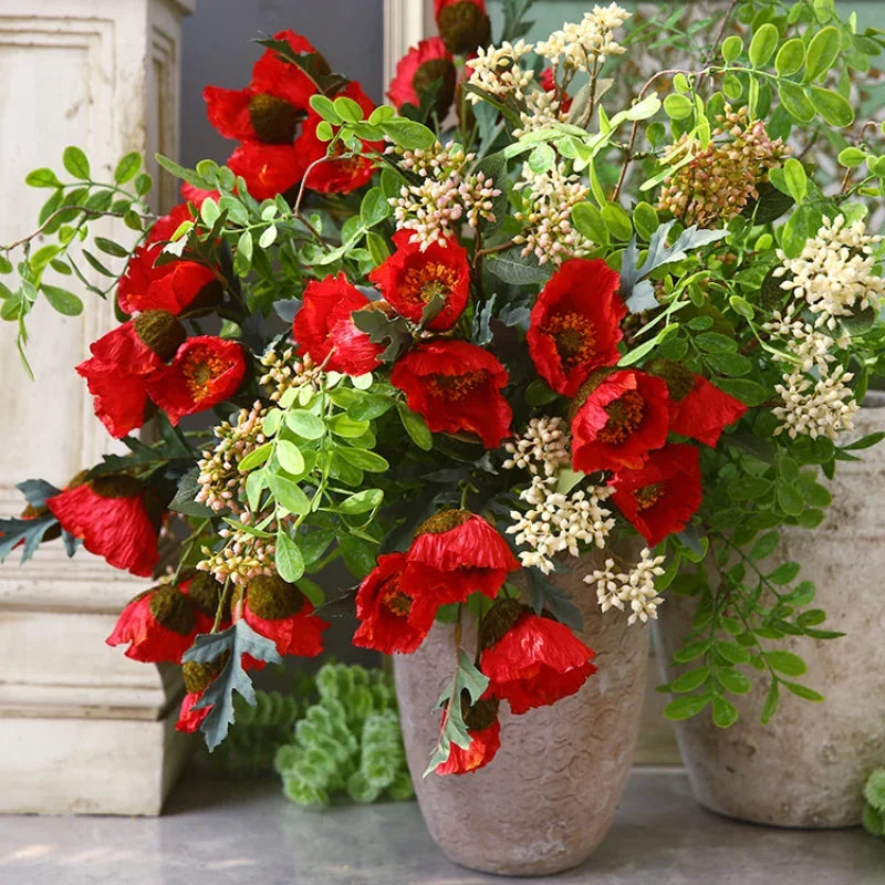 4Head Artificial Poppy Flower