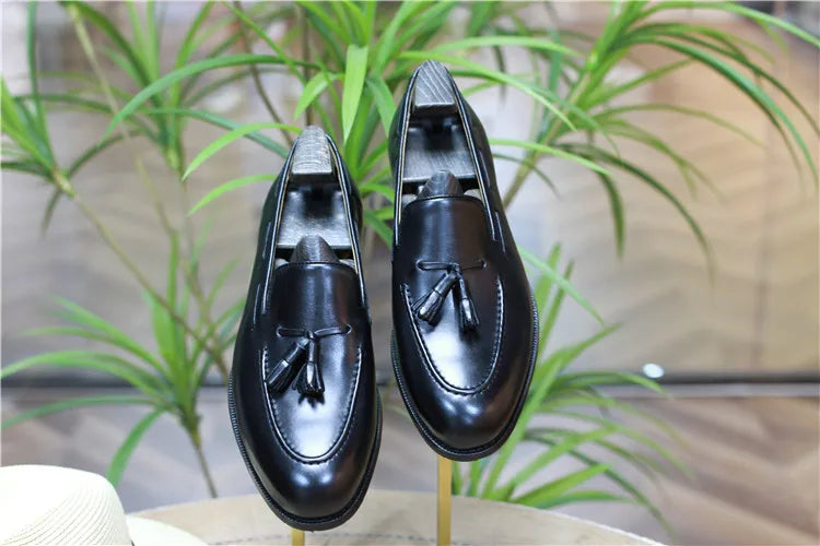 Retro Loafers Real Leather Low Heel Blackfrin