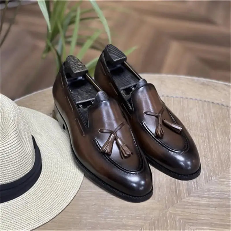 Retro Loafers Real Leather Low Heel Blackfrin