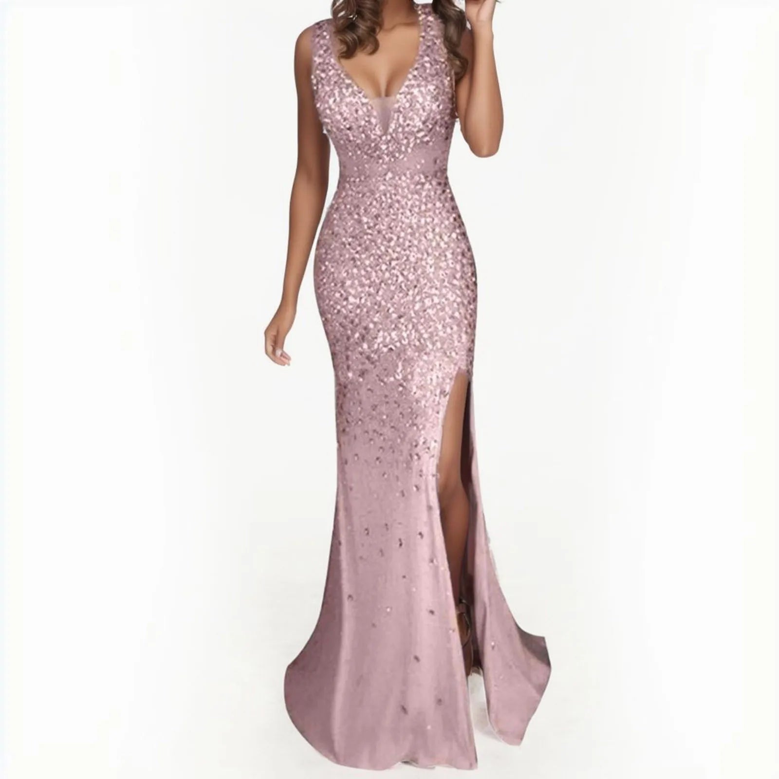 V Neck Sequin Dress