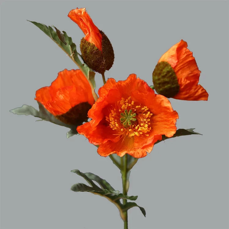 4Head Artificial Poppy Flower