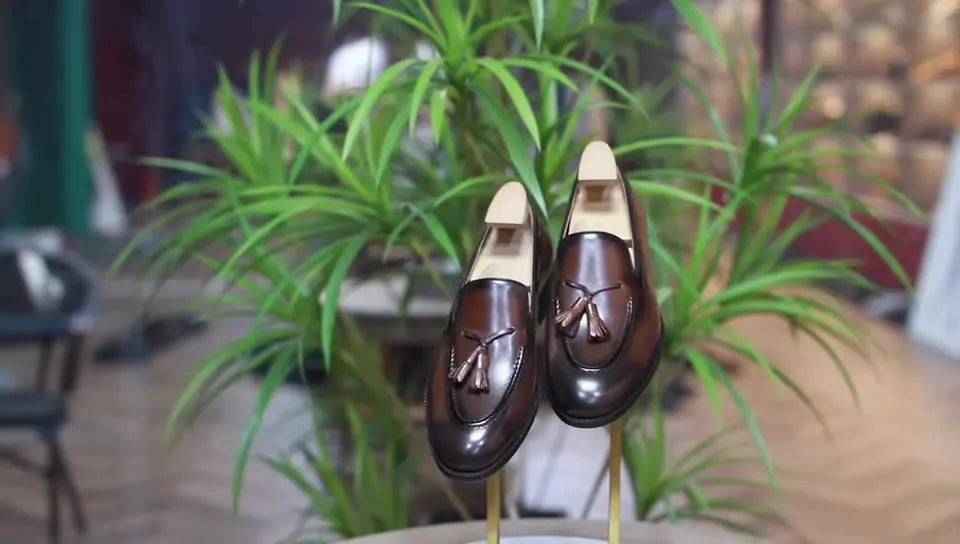 Retro Loafers Real Leather Low Heel Blackfrin
