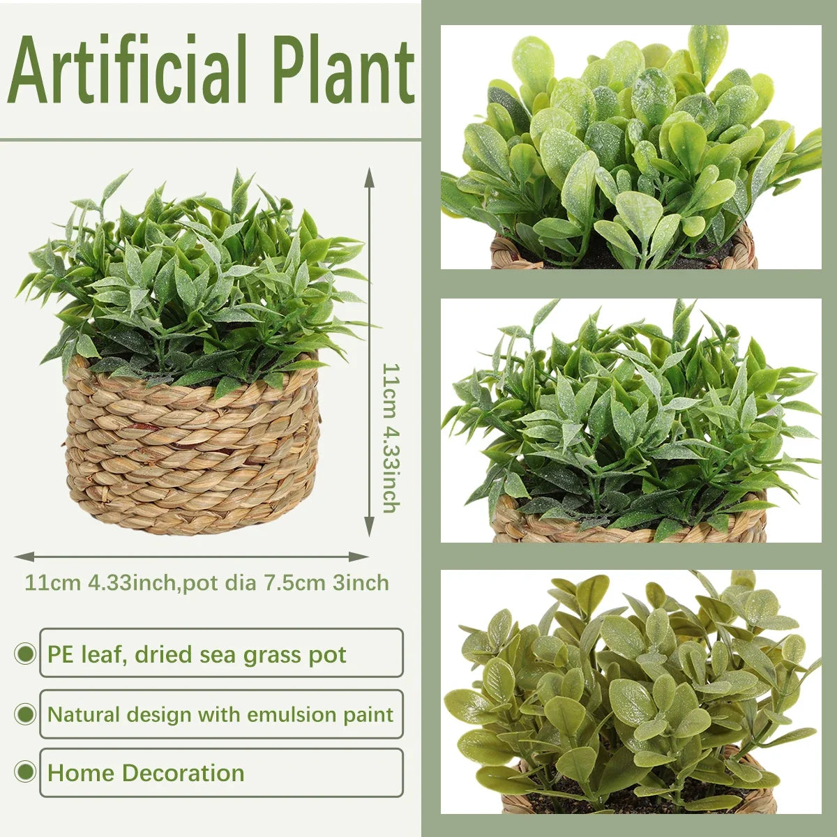 3pcs Green Artificial Plants