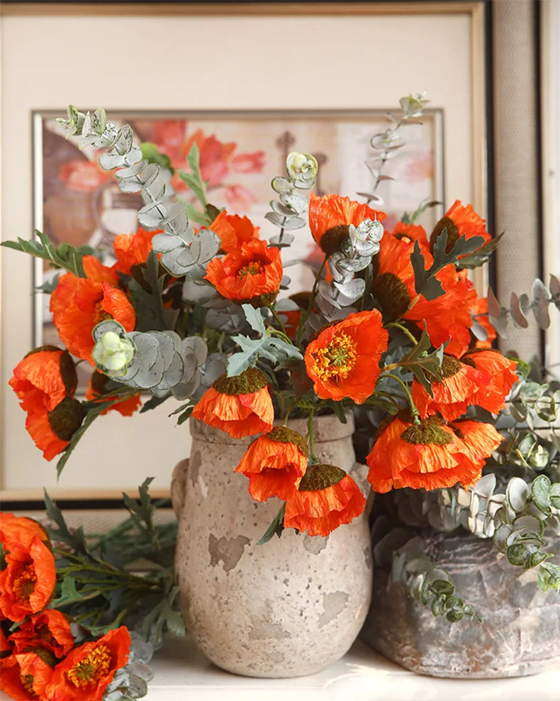 4Head Artificial Poppy Flower