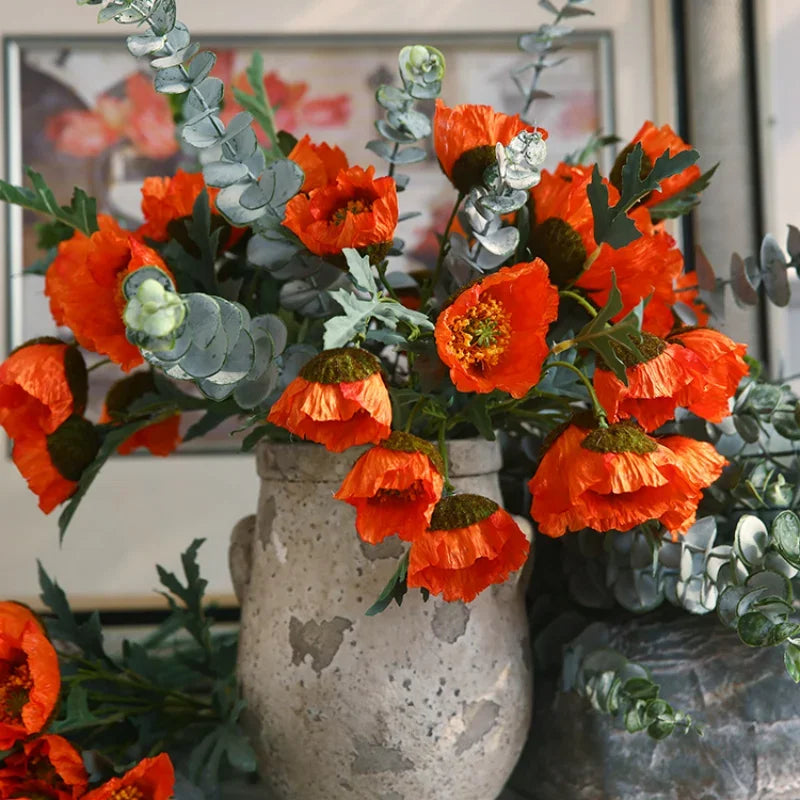 4Head Artificial Poppy Flower