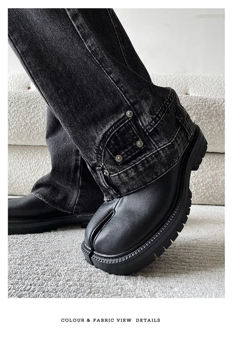 Women Genuine Leather Classic Split Toe Casua