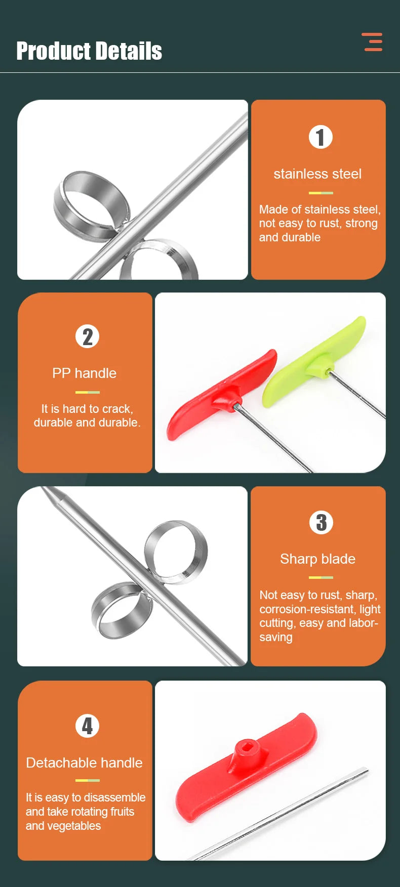 Vegetables Spiral Knife Potato Automotive Pro