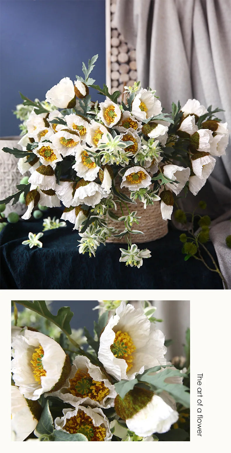 4Head Artificial Poppy Flower