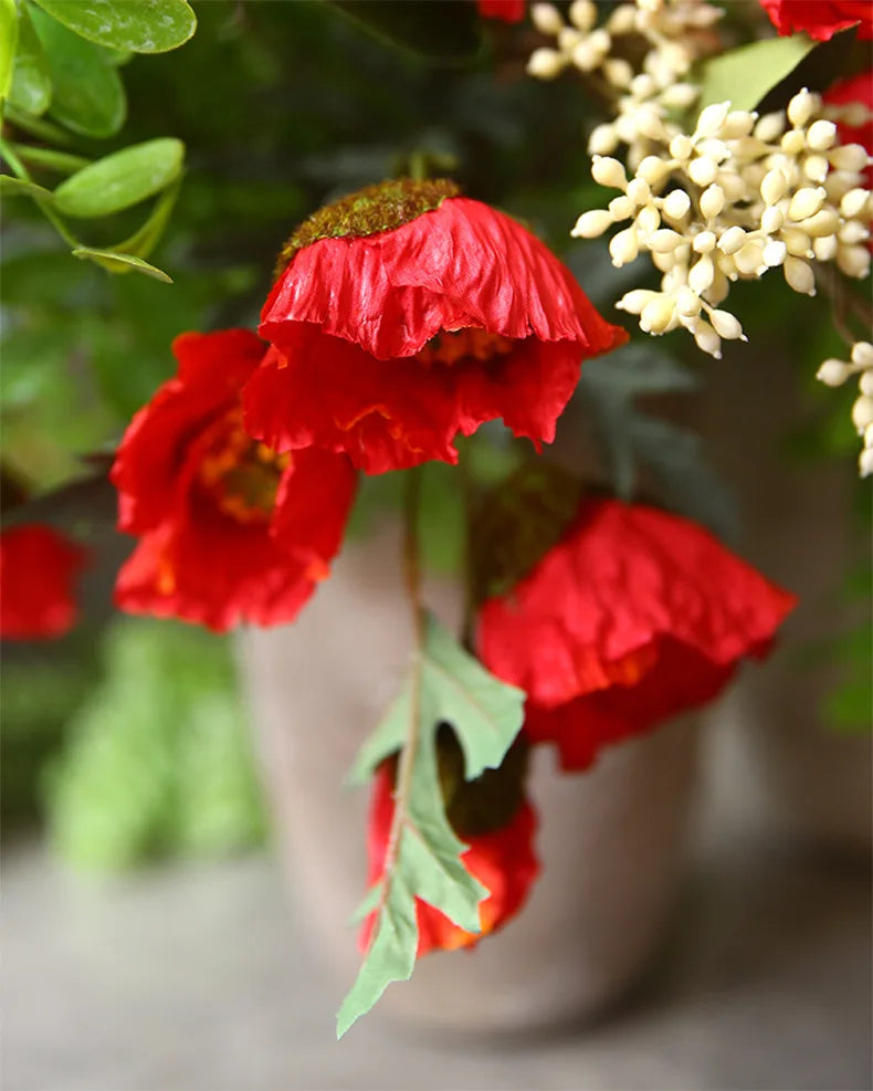 4Head Artificial Poppy Flower