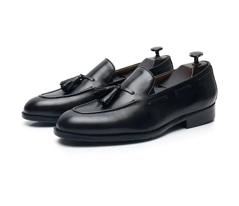 Retro Loafers Real Leather Low Heel Blackfrin