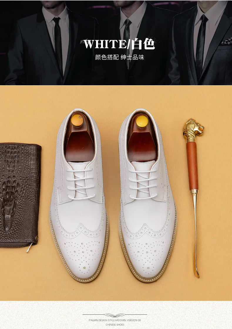 Luxury Dress Genuine Leather Brogue Wingtip T