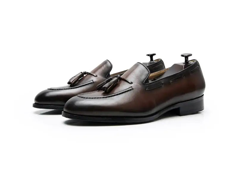 Retro Loafers Real Leather Low Heel Blackfrin