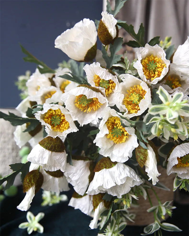 4Head Artificial Poppy Flower