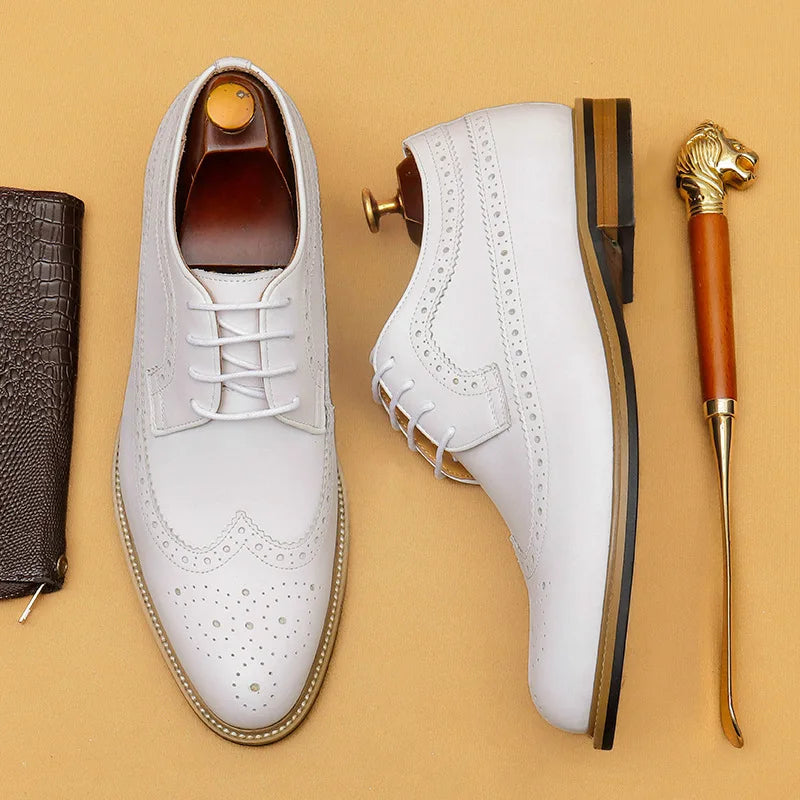 Luxury Dress Genuine Leather Brogue Wingtip T