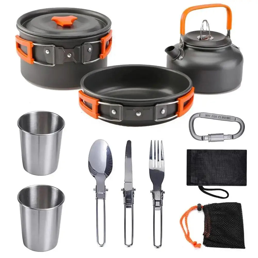 Camping Cookware Kit Outdoor Pot Pan Kettle C
