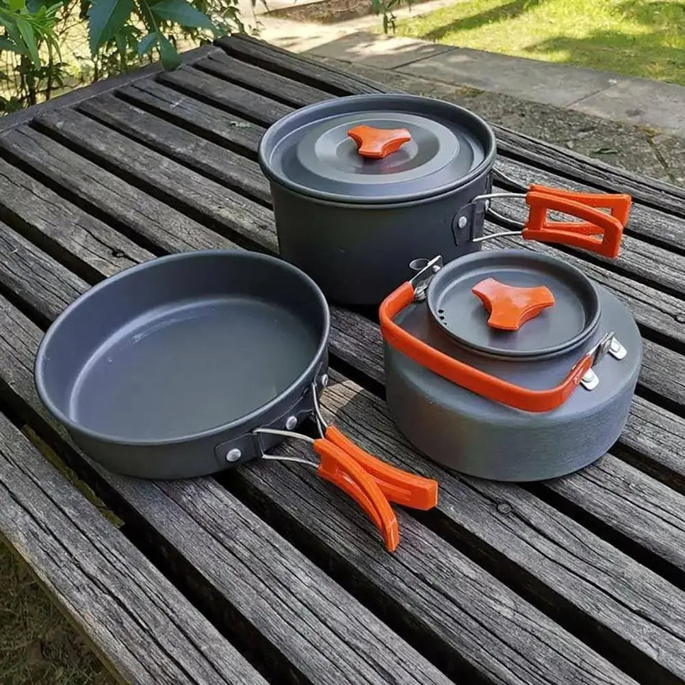 Camping Cookware Kit Outdoor Pot Pan Kettle C