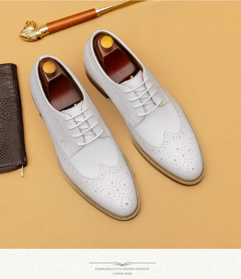 Luxury Dress Genuine Leather Brogue Wingtip T