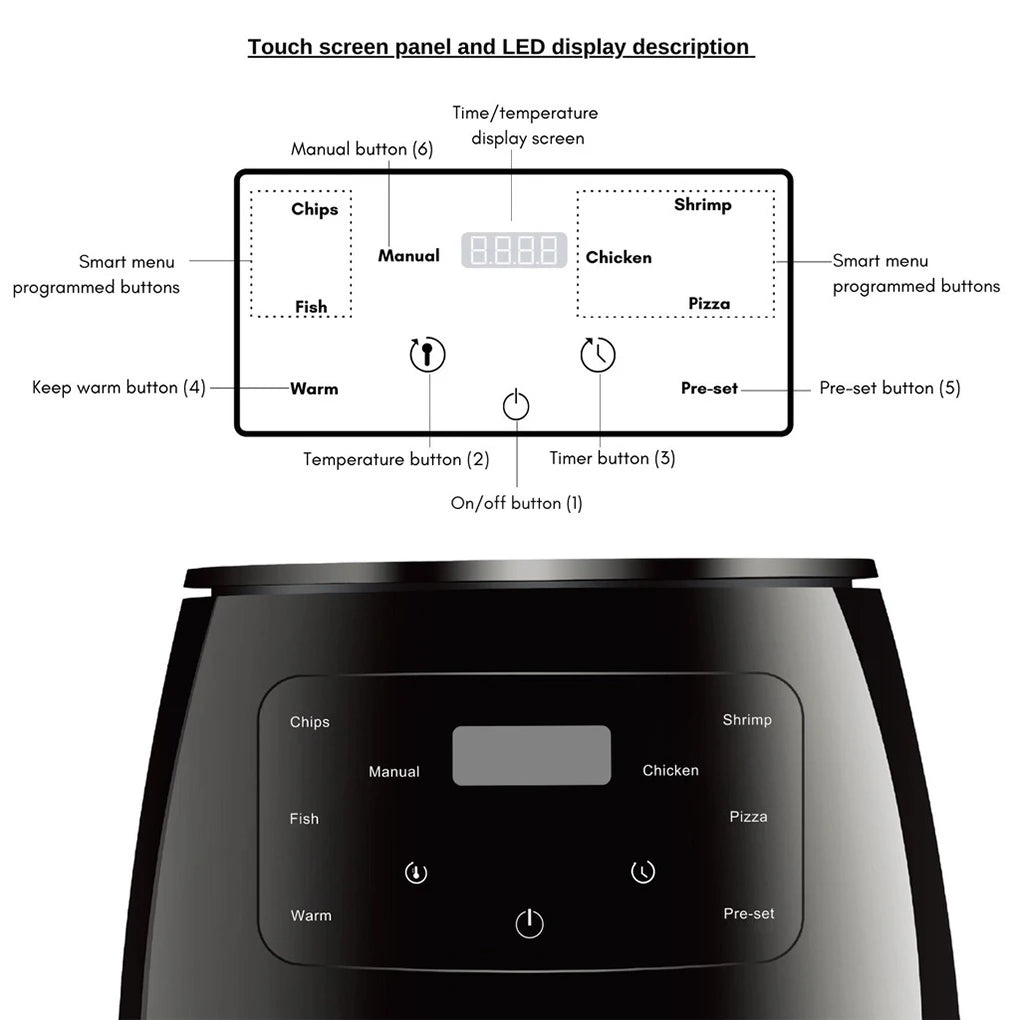 6L Air Fryer Touch Screen Oven Electro Mechan