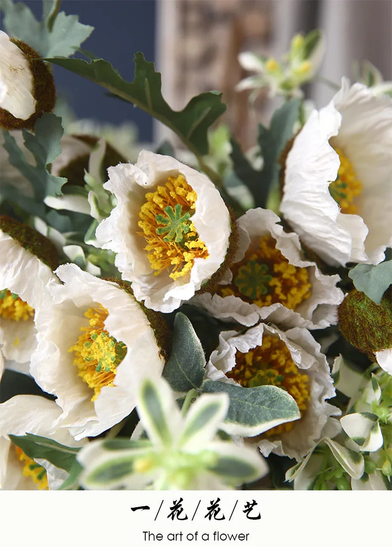 4Head Artificial Poppy Flower