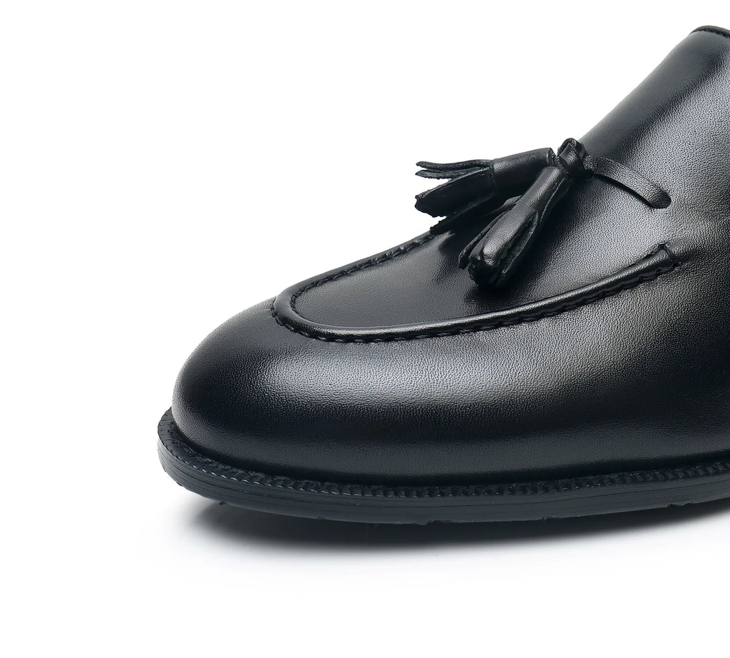 Retro Loafers Real Leather Low Heel Blackfrin