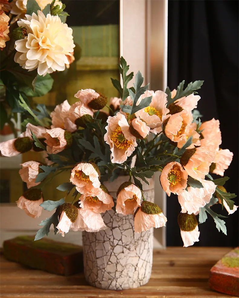 4Head Artificial Poppy Flower